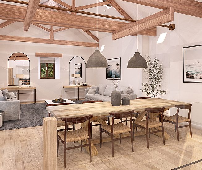 Penscombe Barns-interior living area