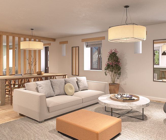Penscombe Barns-living area